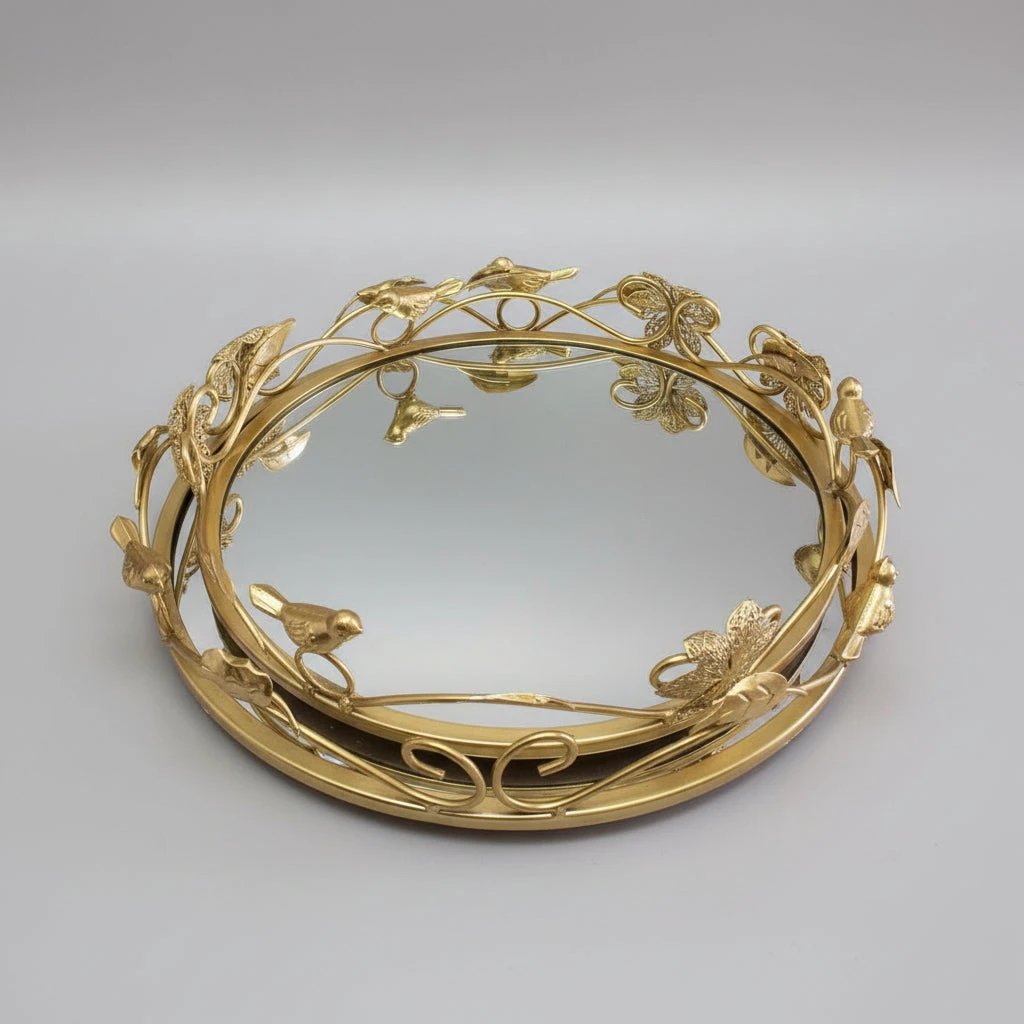 Circular European Style Decor Vanity Tray | Elegant Storage Solution. Decorative Trays