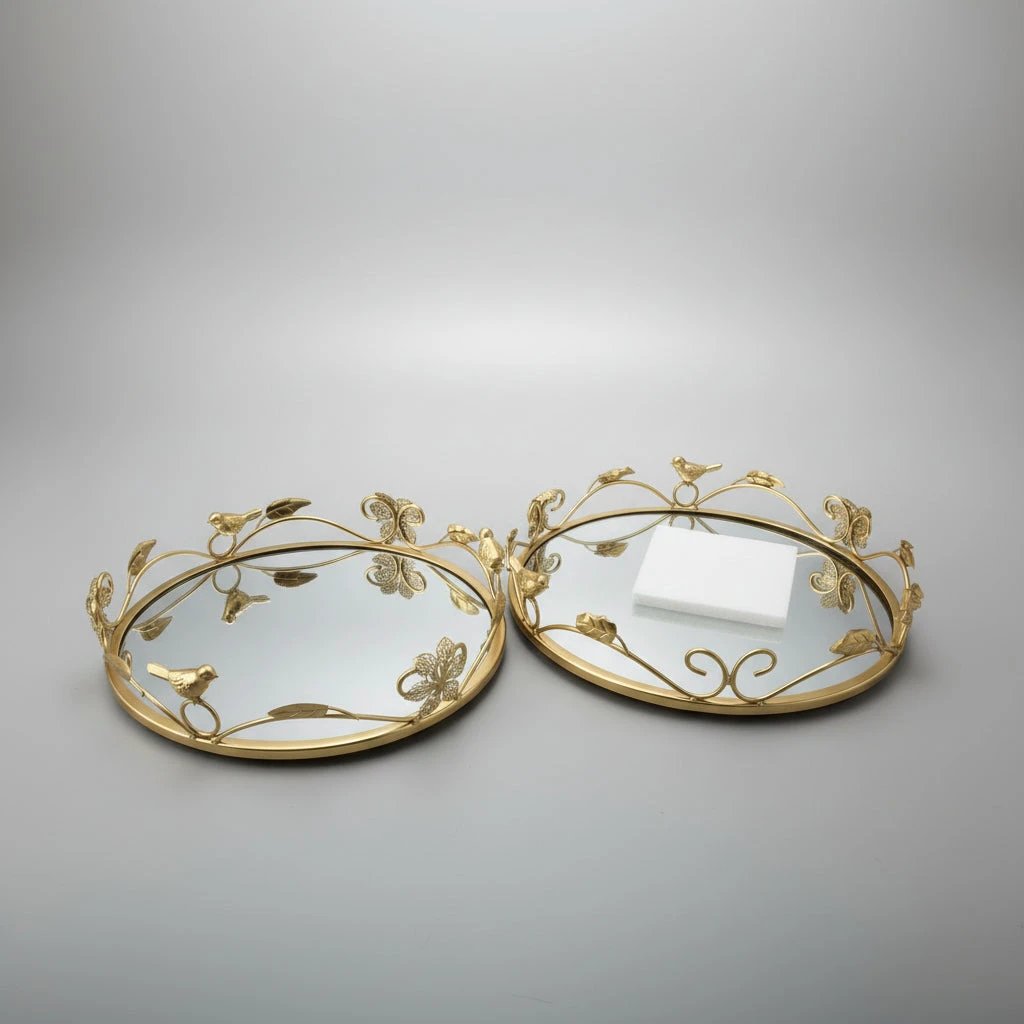 Circular European Style Decor Vanity Tray | Elegant Storage Solution. Decorative Trays
