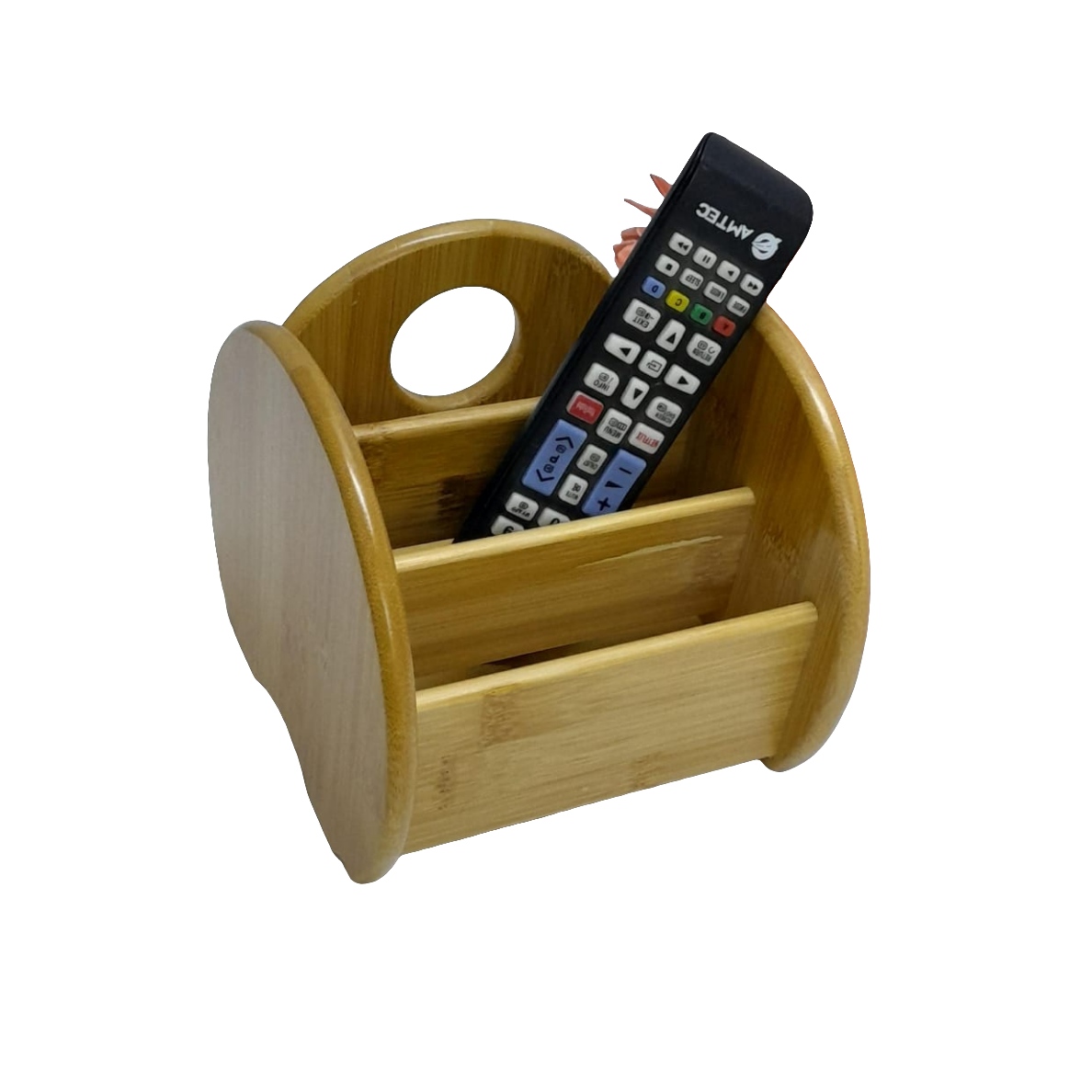 Classic Elegant Bamboo Desktop Organizer for Remote, Cutlery, and Stationery