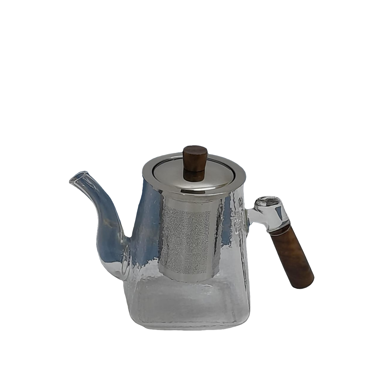 Classy Frosted Borosilicate Glass Tea Pot with Bamboo Handle 1000ml Capacity