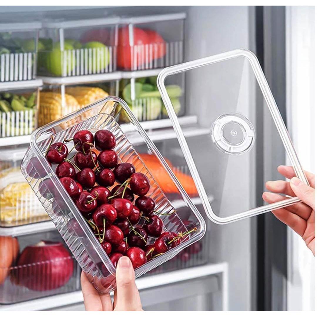 Clear Acrylic Fridge Storage Container – 24.5 x 16.2 x 11.5cm Airtight & Stackable