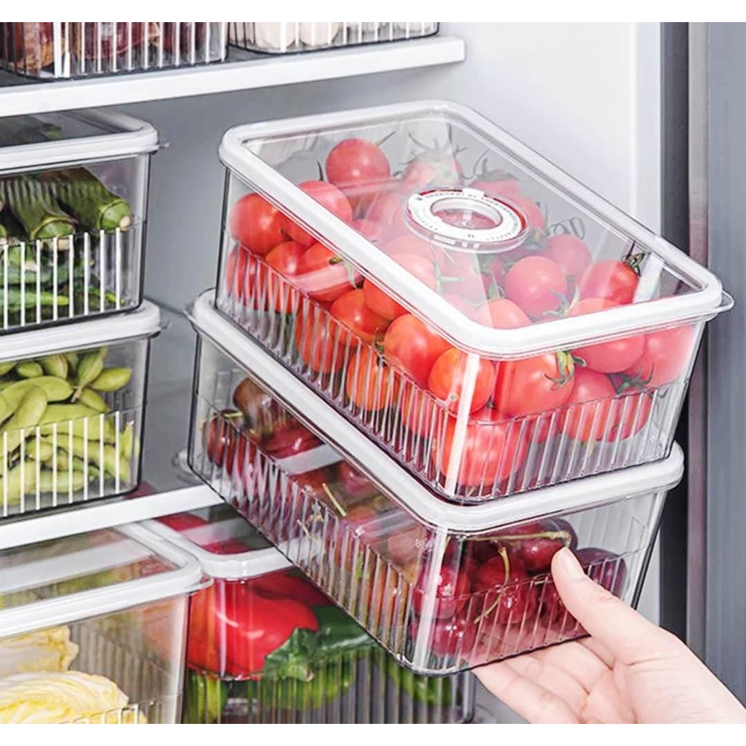 Clear Acrylic Fridge Storage Container – 24.5 x 16.2 x 11.5cm Airtight & Stackable