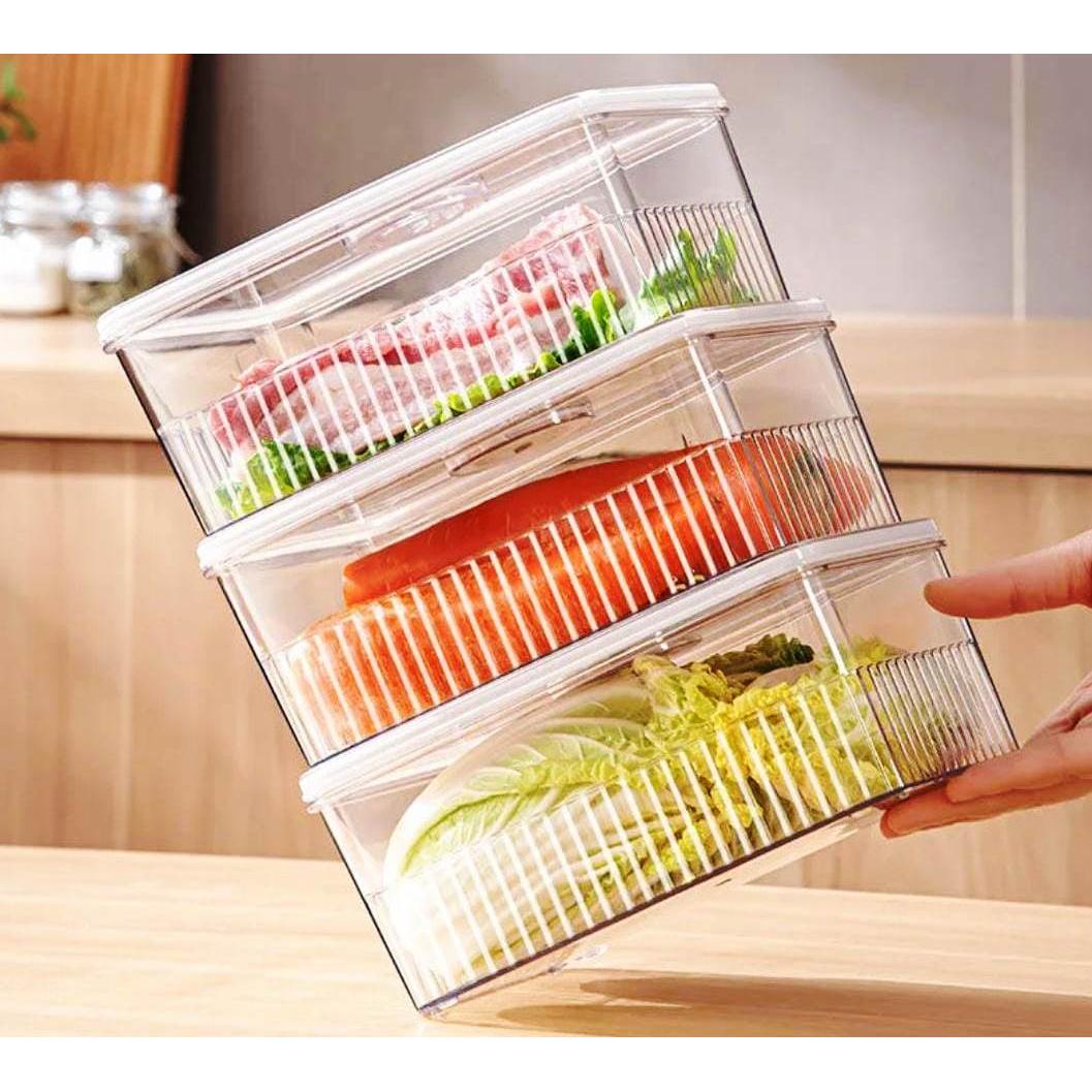 Clear Acrylic Fridge Storage Container – 24.5 x 16.2 x 11.5cm Airtight & Stackable