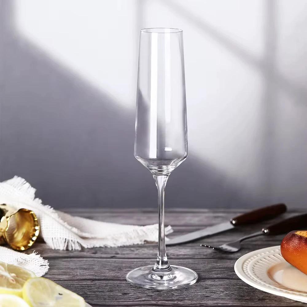 Clear Long Stem Champagne & Wine Flutes – Set of 6 (200ml) Glassware Champagne Glasses