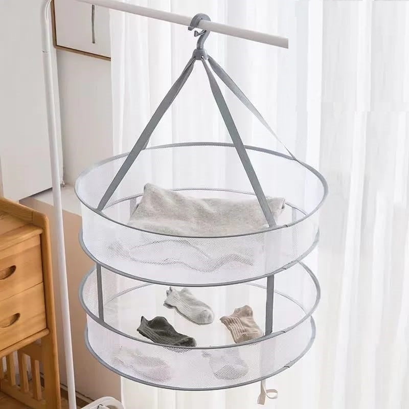 Clothes Drying Basket Double layer Hanging Net Pocket