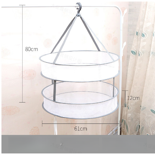 Clothes Drying Basket Double layer Hanging Net Pocket