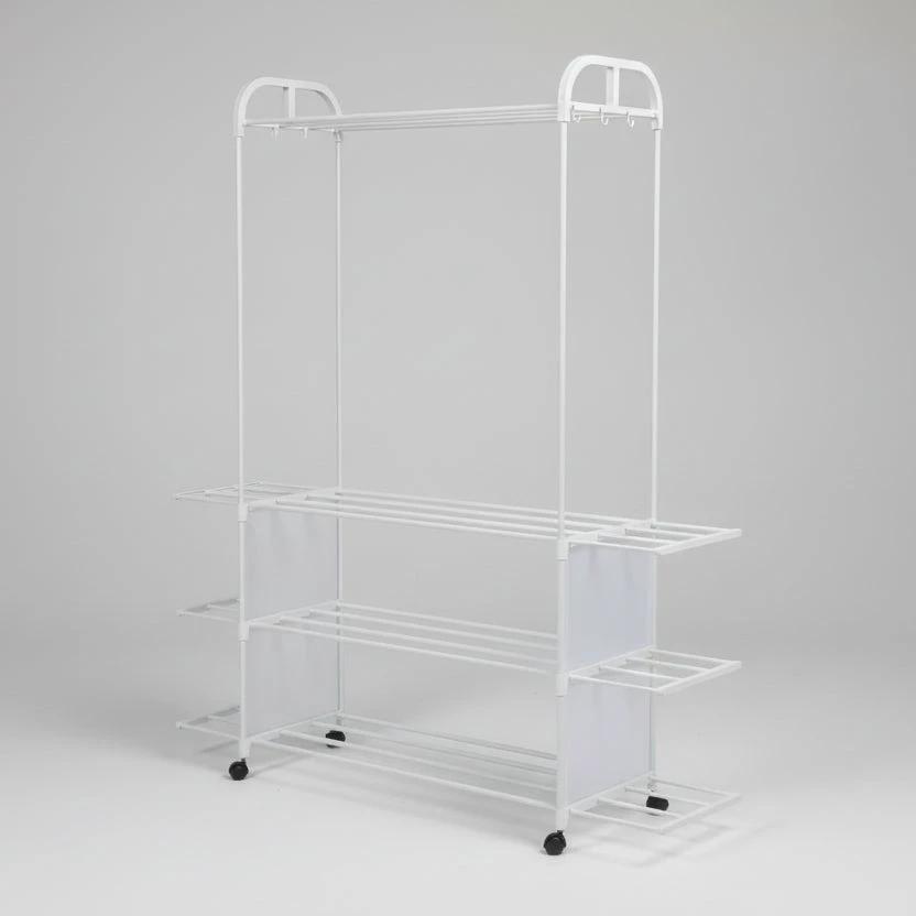Clothing Rack with Wheels and 3 Metal Shelves Garment Racks