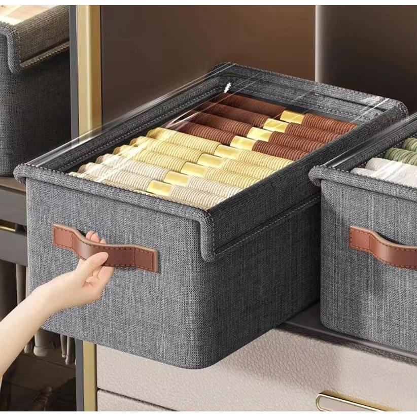 Collapsible Fabric Closet Organizer with Cove r– Space-Saving Storage Basket
