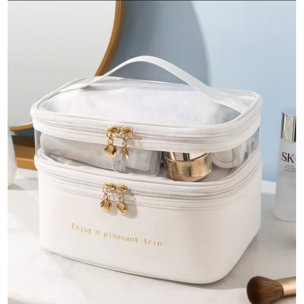 Compact Travel Toiletries and Makeup Bag Multi-Compartment Cosmetic Organizer