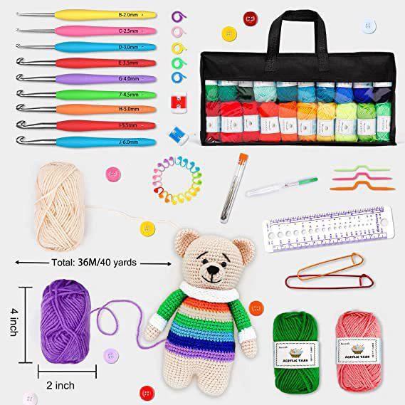 Complete DIY Hand Knitting and Crochet Tools Set 113pcs Kids essential Crochet Hooks