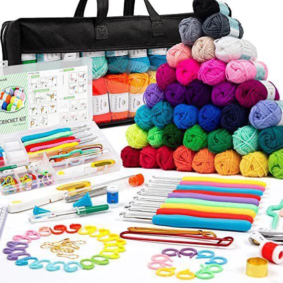 Complete DIY Hand Knitting and Crochet Tools Set 113pcs Kids essential Crochet Hooks