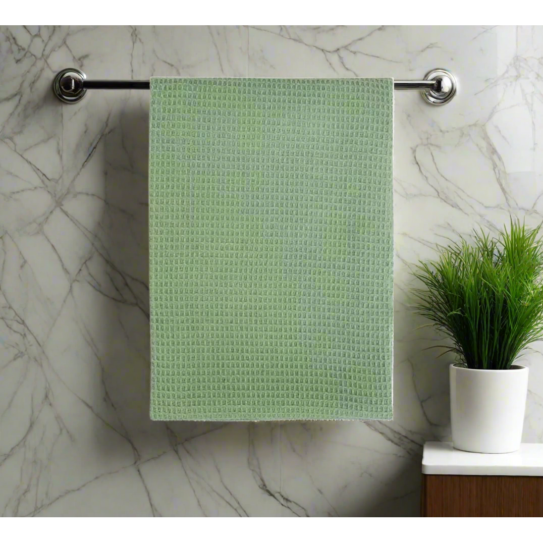 Cotton Plain Waffle Dish Towel Set of 2 Absorbent Quick-Drying Kitchen Towels