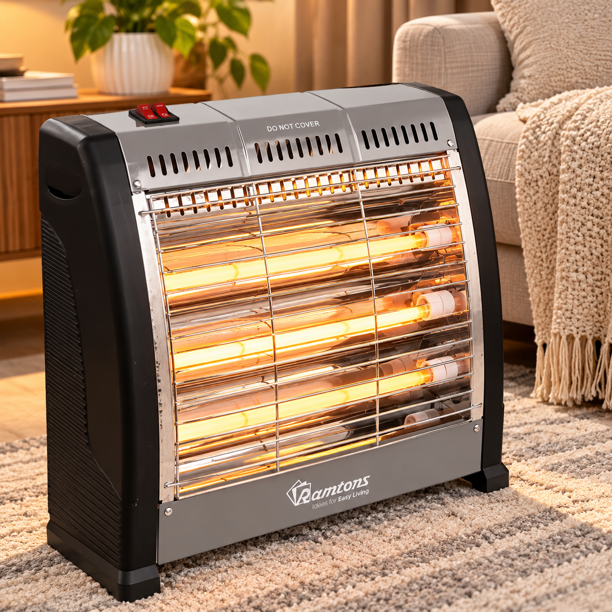 1200W Quartz Electric Bar Heater – Silver