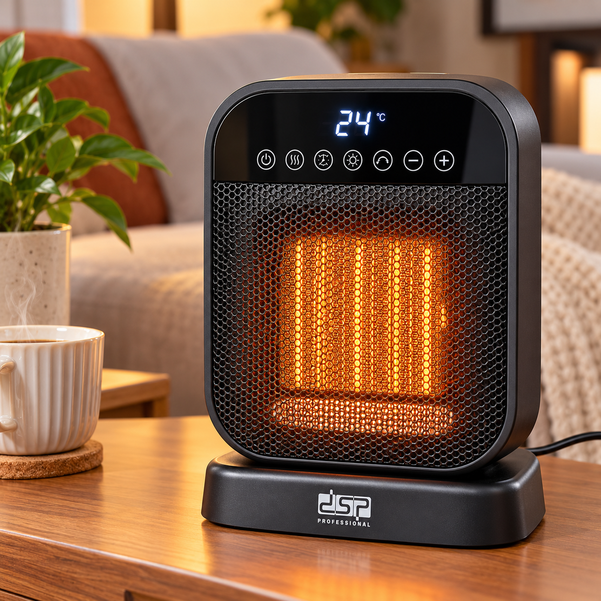 DSP 2000W Desktop PTC Fan Heater with 60° Oscillation
