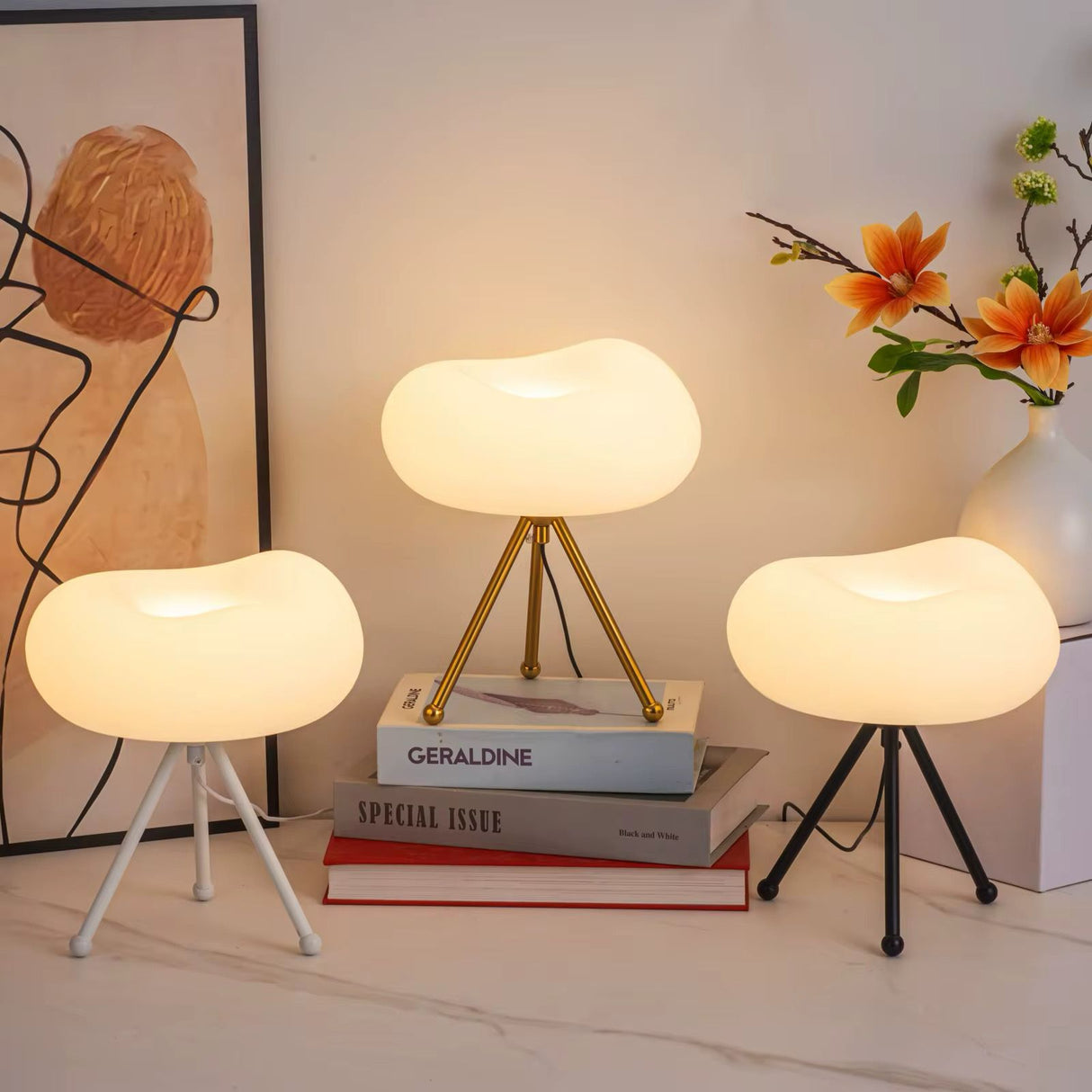 Creative Luxury Tripod Cloud Lamp Modern Ambient Lighting for Bedroom & Living Room.