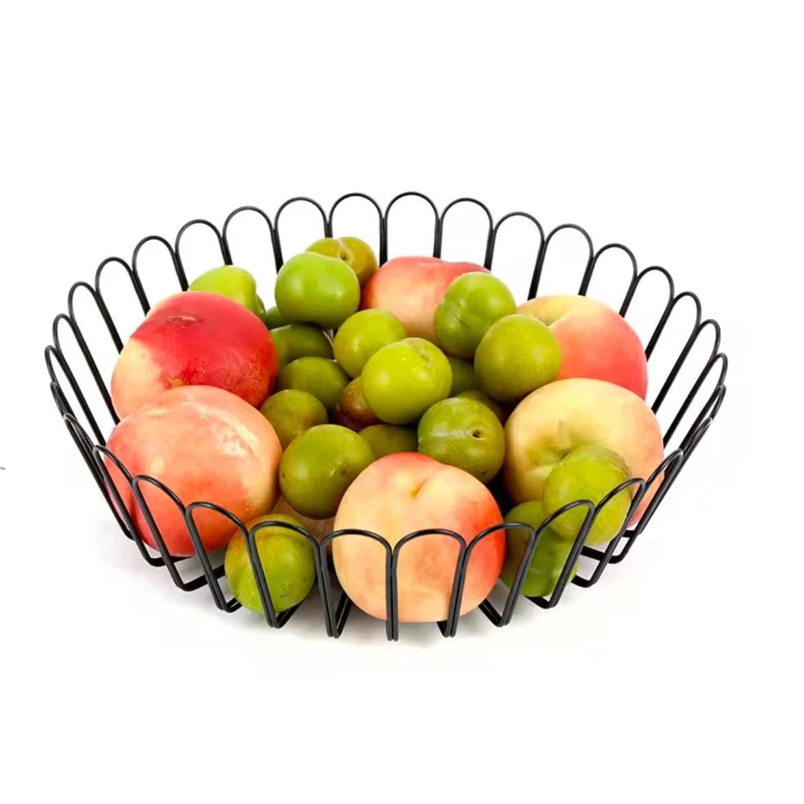 Creative Metal Fruit Bowl Basket Round Iron Fruit Plate Stand kitchen and dinning Kitchen Counter & Beverage Station Organizers