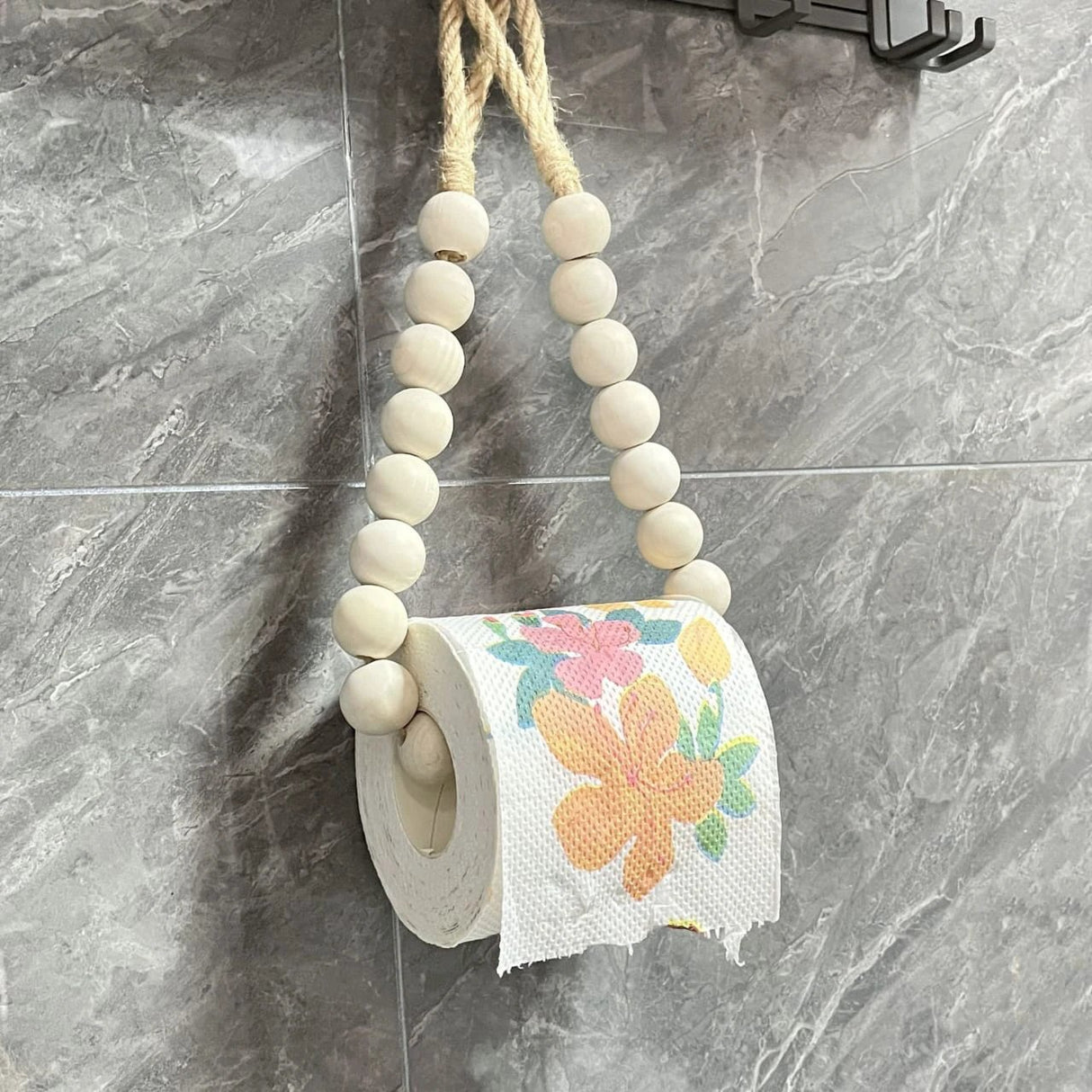 Creative Natural Wood Beaded Toilet Paper Roll Holder Toilet paper holder Toilet Paper Holders