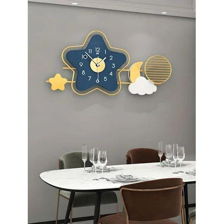 Creative Star Wall Clock | Stylish Metal Iron Frame