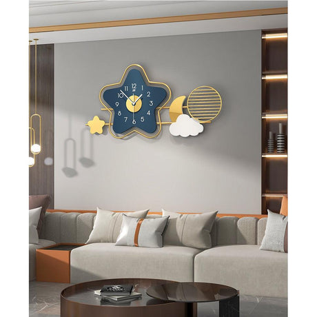Creative Star Wall Clock | Stylish Metal Iron Frame