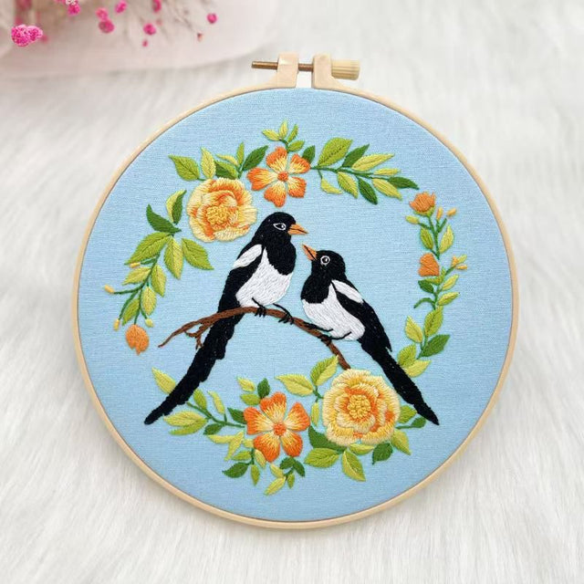 Cross Stitch Kit with Bamboo Embroidery Pavilion Hoop 20cm with User Manual