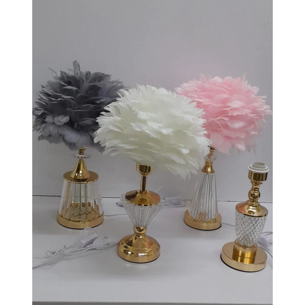 Crystal Feather Table Lamp – Multiple Bases & Feather Colours Lighting Table Lamps