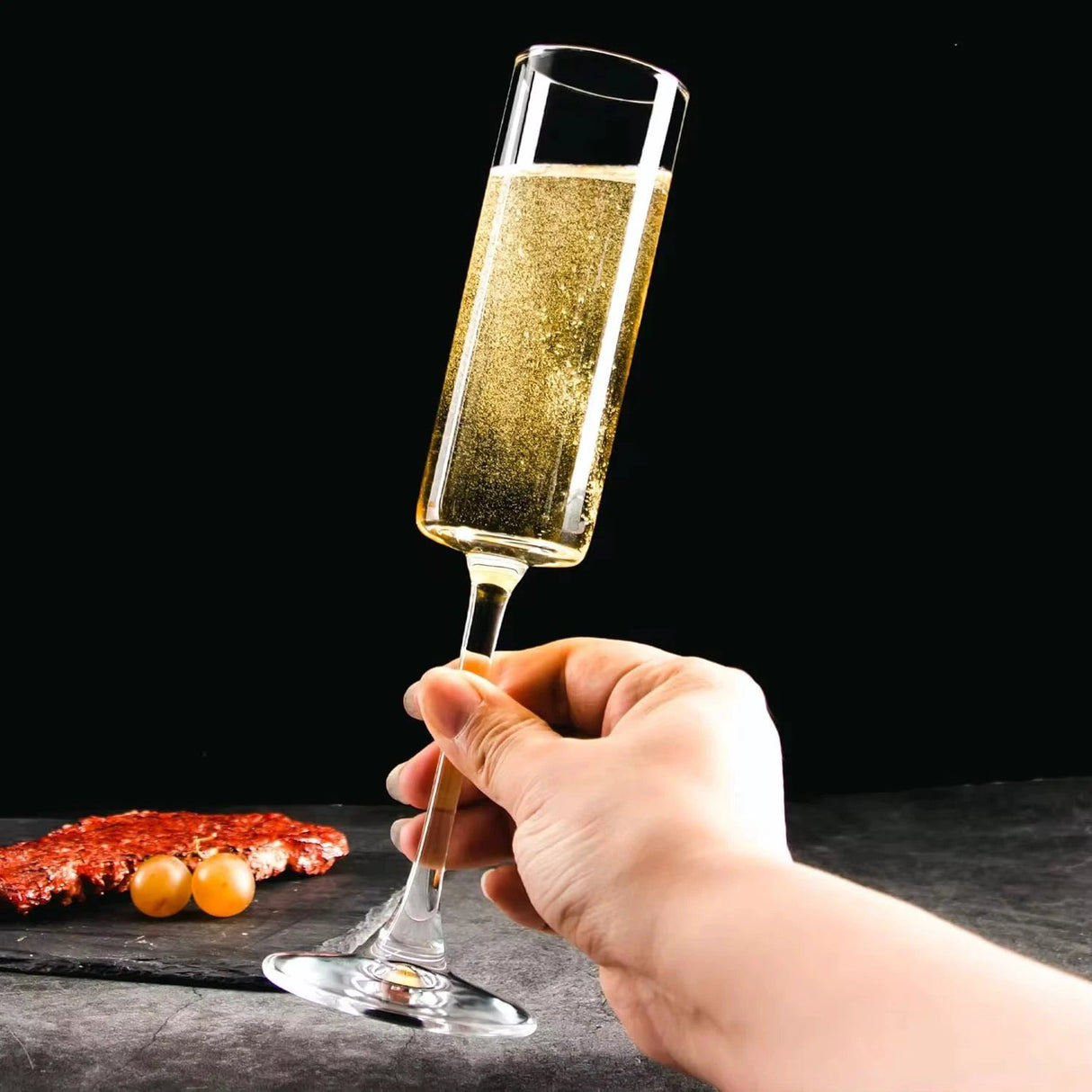 Crystal Long Stem Wine & Champagne Glasses – 6pcs | Elegant 200ml Flute Set for Special Occasions Drinkware Champagne Glasses