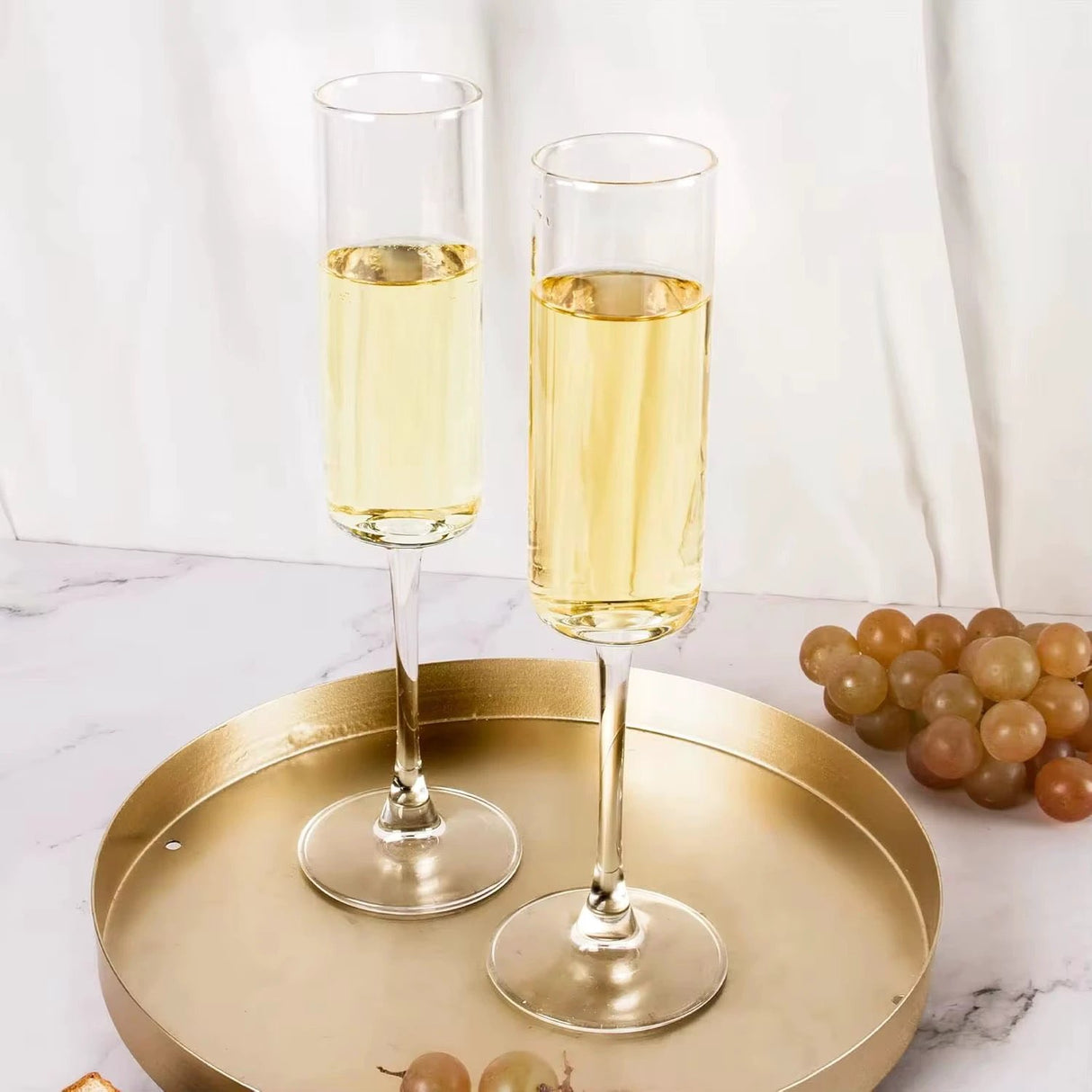 Crystal Long Stem Wine & Champagne Glasses – 6pcs | Elegant 200ml Flute Set for Special Occasions Drinkware Champagne Glasses