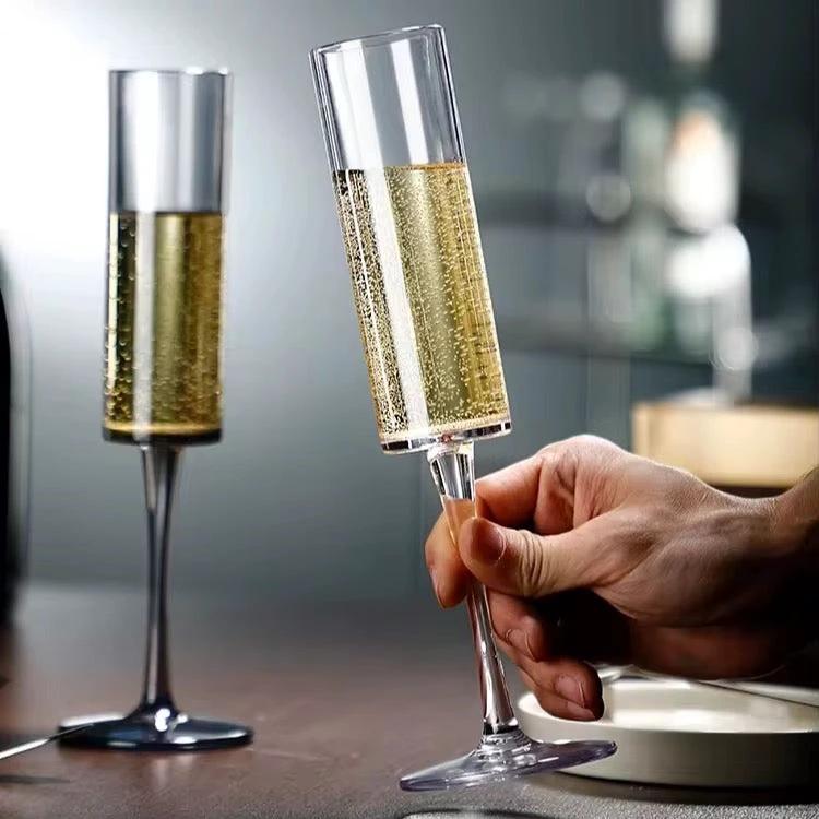 Crystal Long Stem Wine & Champagne Glasses – 6pcs | Elegant 200ml Flute Set for Special Occasions Drinkware Champagne Glasses