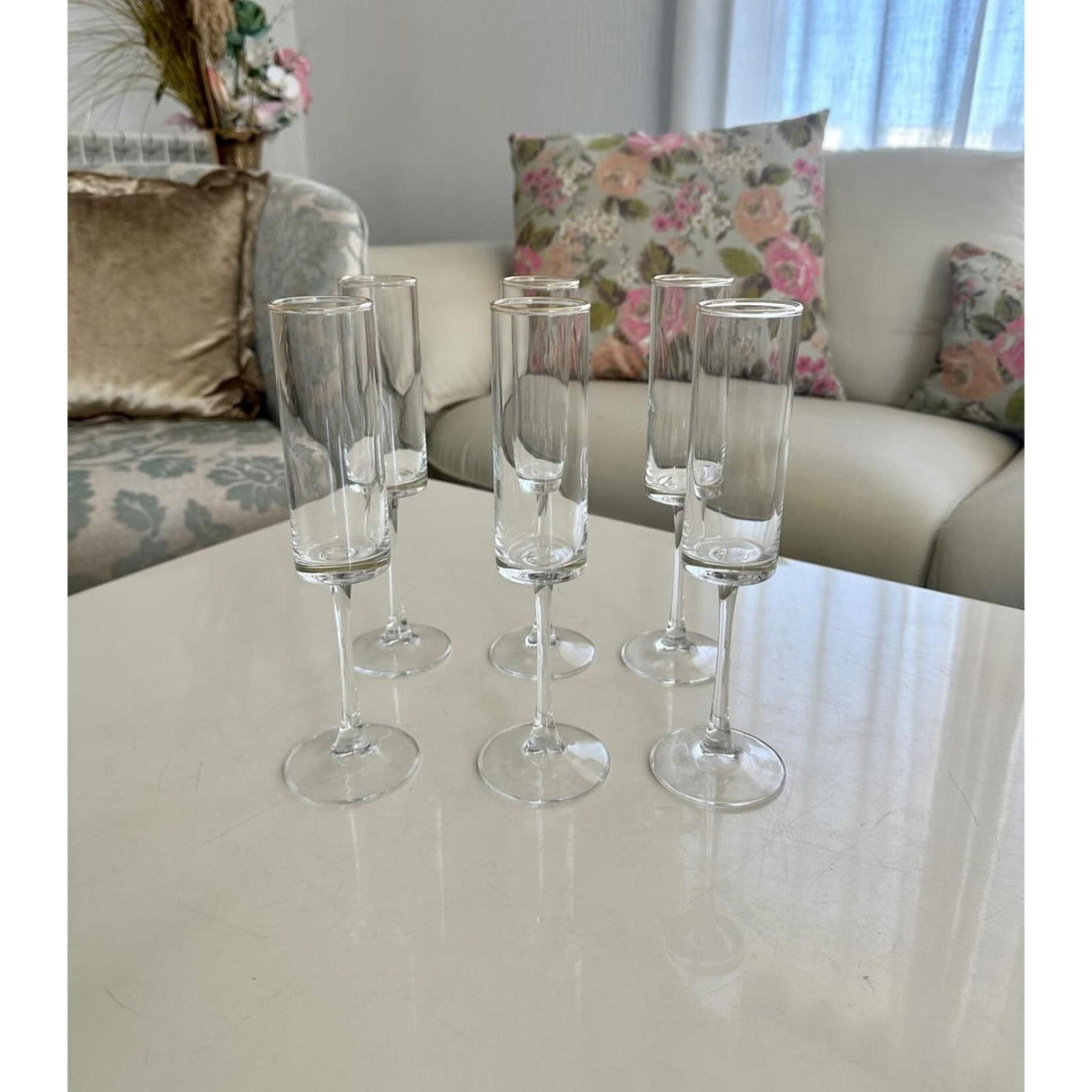 Crystal Long Stem Wine & Champagne Glasses – 6pcs | Elegant 200ml Flute Set for Special Occasions
