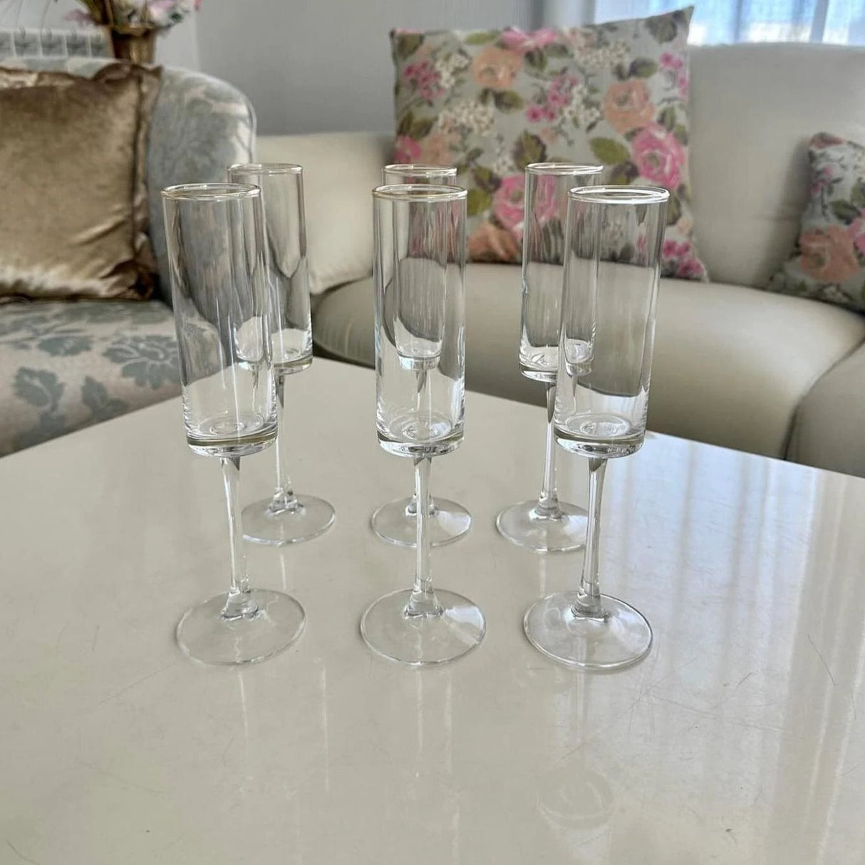 Crystal Long Stem Wine & Champagne Glasses – 6pcs | Elegant 200ml Flute Set for Special Occasions Drinkware Champagne Glasses