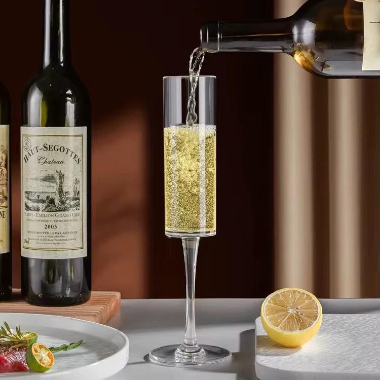 Crystal Long Stem Wine & Champagne Glasses – 6pcs | Elegant 200ml Flute Set for Special Occasions Drinkware Champagne Glasses