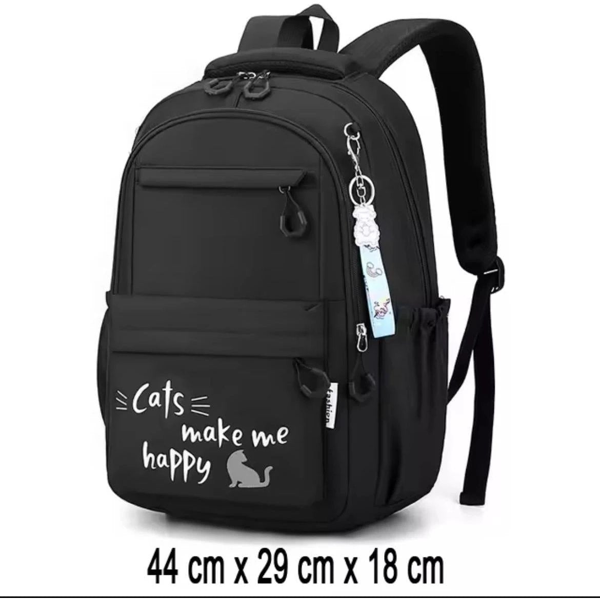 Cute Girls Backpack | Large Capacity School Bag in Black & Pink | 44cm (H) x 29cm (W) x 18cm (D) Backpacks & Bags Backpacks