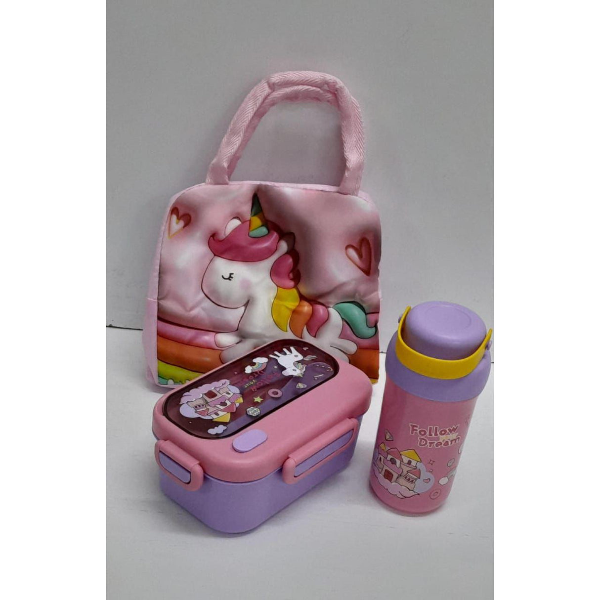 Decorative Kids Set with Insulated Lunch Bag, Water Bottle, and Snack Dish