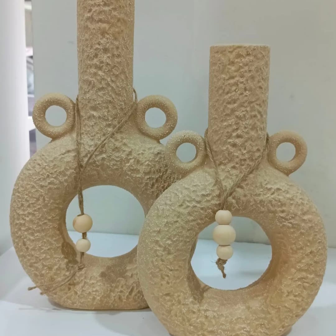 Donut Decorative Ceramic Vase with Bead Garland