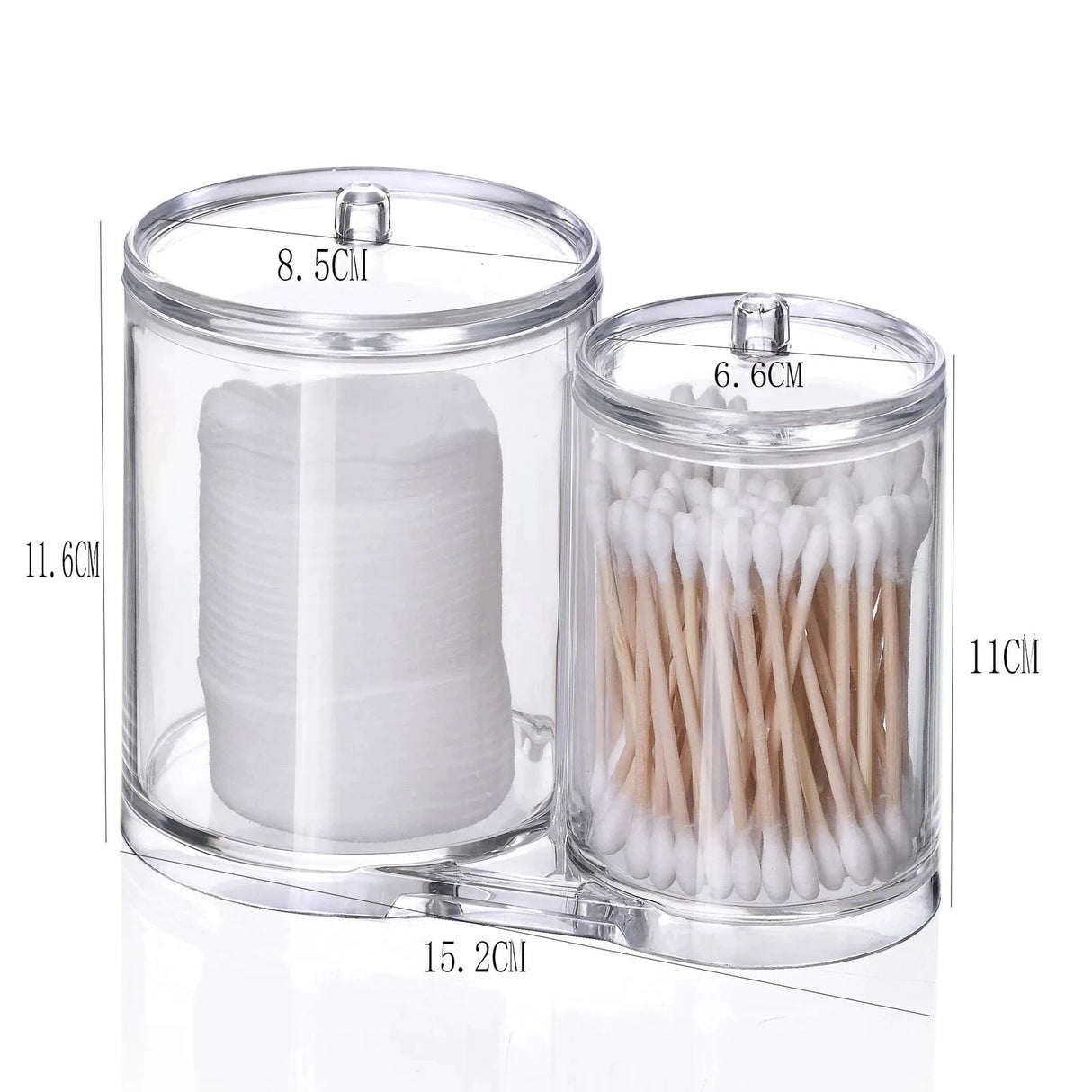 Double Barrel Acrylic Cotton Swab Storage Box Clear Organizer for Cotton Swabs, Pads, and Small Accessories Bathroom Storage Cotton Swabs