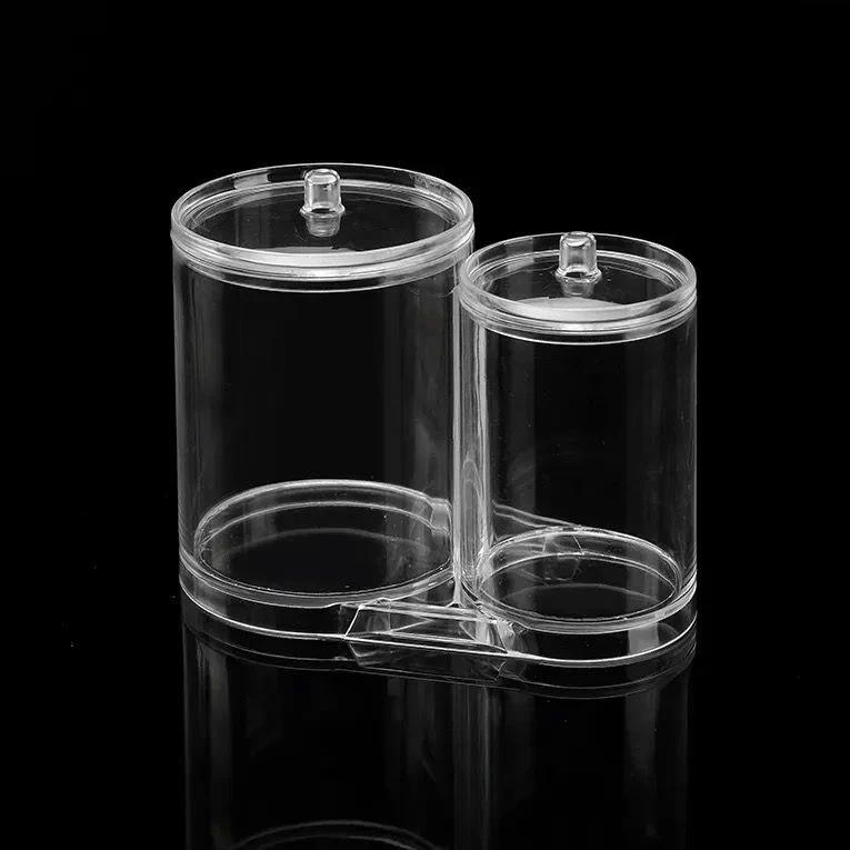Double Barrel Acrylic Cotton Swab Storage Box Clear Organizer for Cotton Swabs, Pads, and Small Accessories Bathroom Storage Cotton Swabs