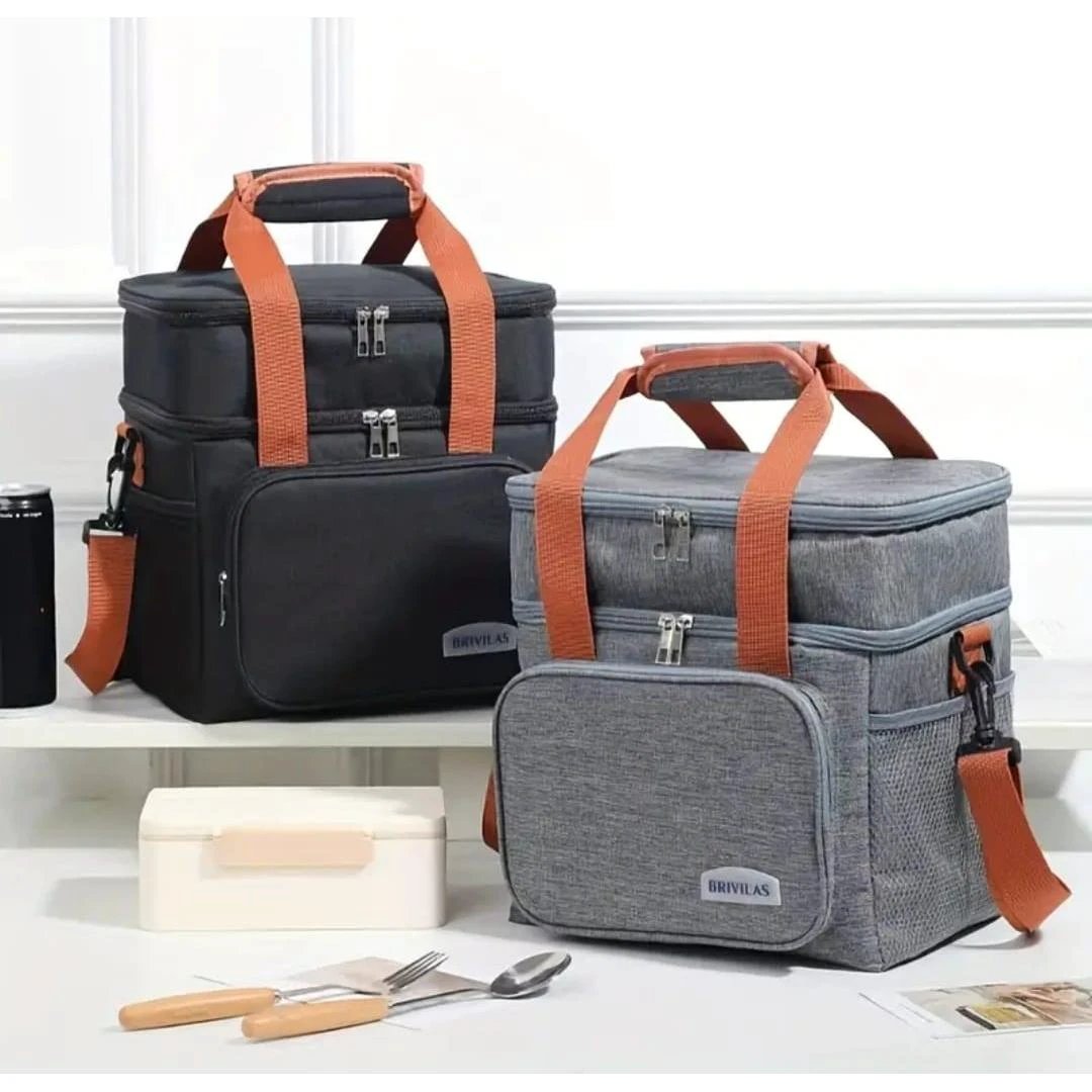 Double Compartment Insulated Lunch Bag with Handheld and Strap Options Lunch bag Lunch Bags
