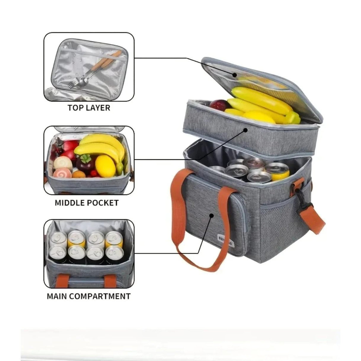 Double Compartment Insulated Lunch Bag with Handheld and Strap Options Lunch bag Lunch Bags