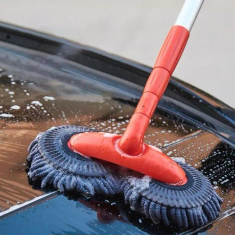 Double Headed Car Cleaning Brush Mop Long Handle, Retractable, 180° Swivel Head for Cars and Windows.
