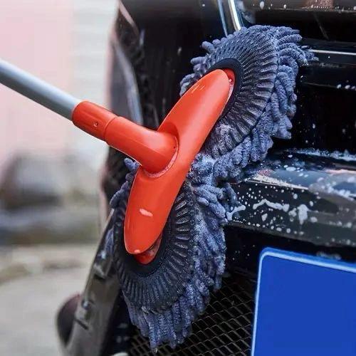 Double Headed Car Cleaning Brush Mop with Long Retractable Handle – 180° Swivel Cleaning Supplies Mops