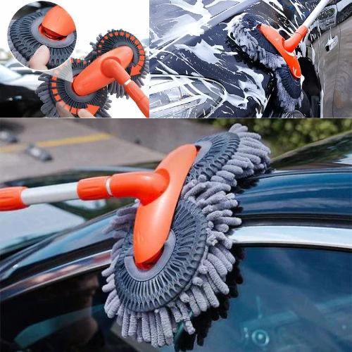 Double Headed Car Cleaning Brush Mop with Long Retractable Handle – 180° Swivel Cleaning Supplies Mops