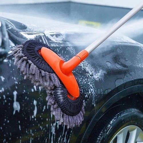 Double Headed Car Cleaning Brush Mop with Long Retractable Handle – 180° Swivel Cleaning Supplies Mops