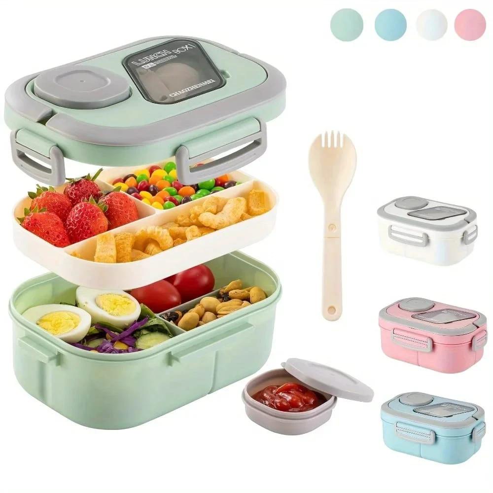 Double Layer 1400ml Lunch Box with Cutlery Set – Leak-Proof & Microwave Safe Lunch Boxes & Bottles Lunch Containers