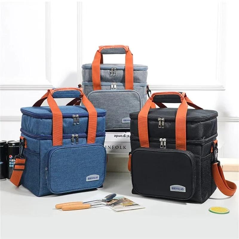 Double Layer Insulated Lunch Bag with Removable Strap Lunch Bag Lunch Bags