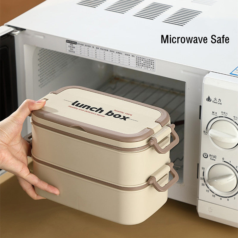 Double Layered Lunch Box with Leakproof Compartments and Matching Insulated Lunch Bag 1500ml