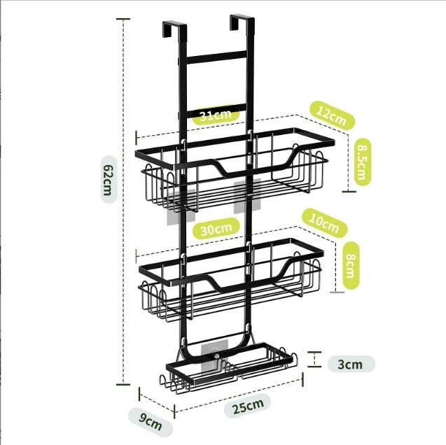 Drill-Free Over-Door Bathroom Shelf Organizer with Wall-Mounted Basket Racks Bathroom organiser Over-the-Toilet Caddies