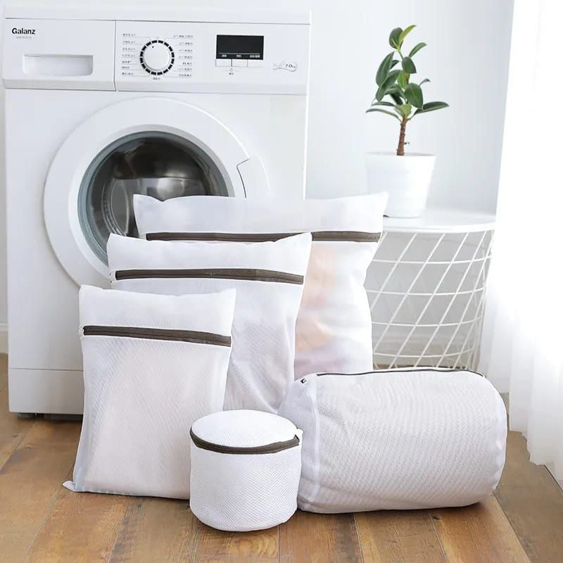 Durable Polyester Water permeable Laundry Mesh Bags 6pcs Set White Laundry Supplies Mesh Bags