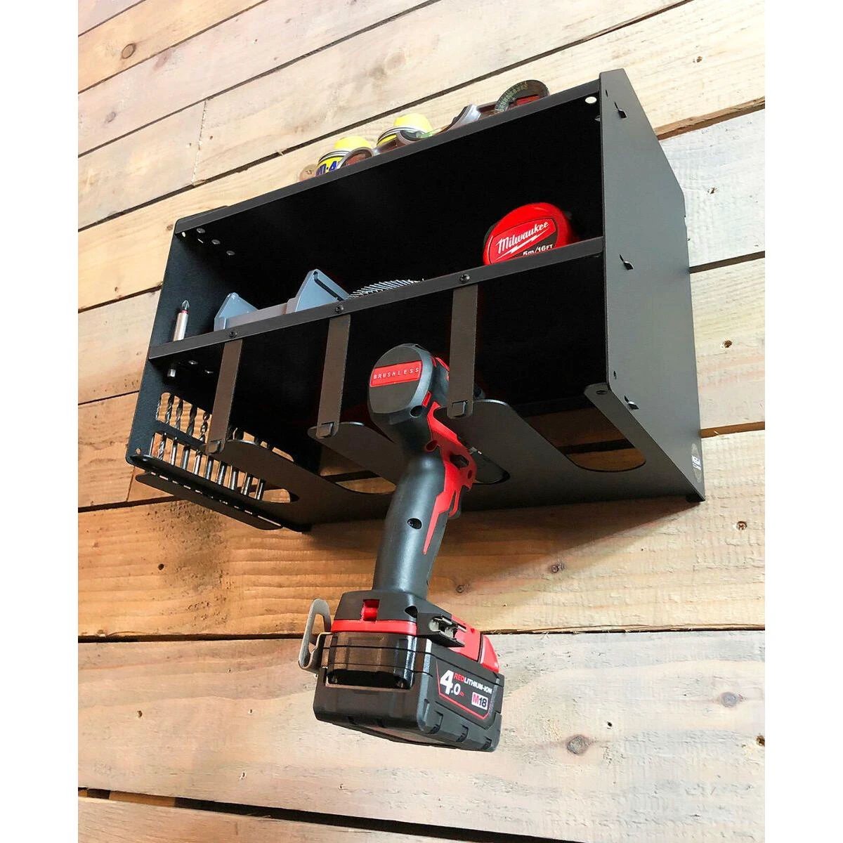 Durable Wall Mounted Tools Storage Rack Metal 44x23x30cm for Garage and Workshop Organization Storage and organization Storage & Organization