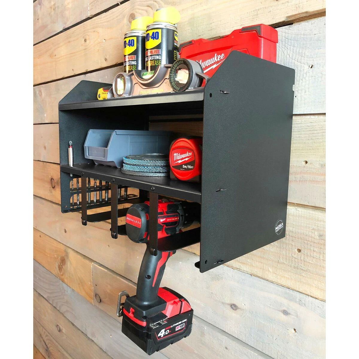 Durable Wall Mounted Tools Storage Rack Metal 44x23x30cm for Garage and Workshop Organization Storage and organization Storage & Organization