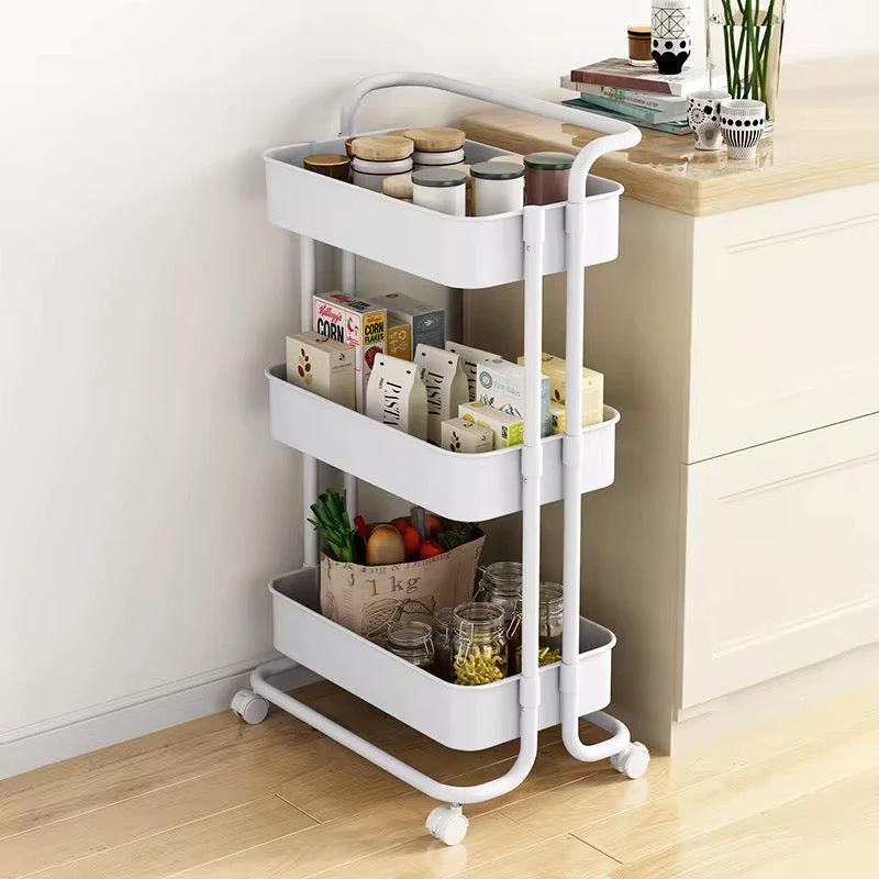 Multi-Functional Metallic Storage Trolley – 3 Tier Carts & Islands